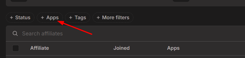 Mantle dashboard showing the app filter set to a single app before export